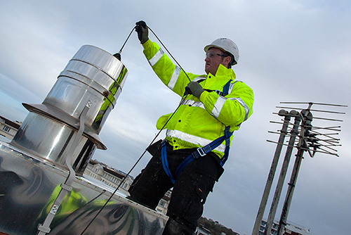 Man working on chimney